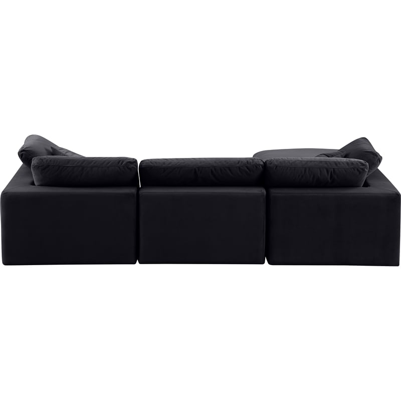 Meridian Furniture Comfy Black Velvet 4-Pc. Modular Sectional