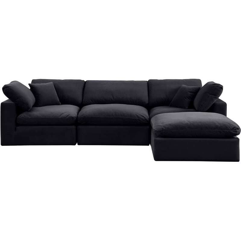 Meridian Furniture Comfy Black Velvet 4-Pc. Modular Sectional