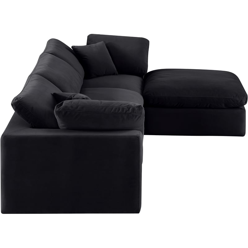 Meridian Furniture Comfy Black Velvet 4-Pc. Modular Sectional