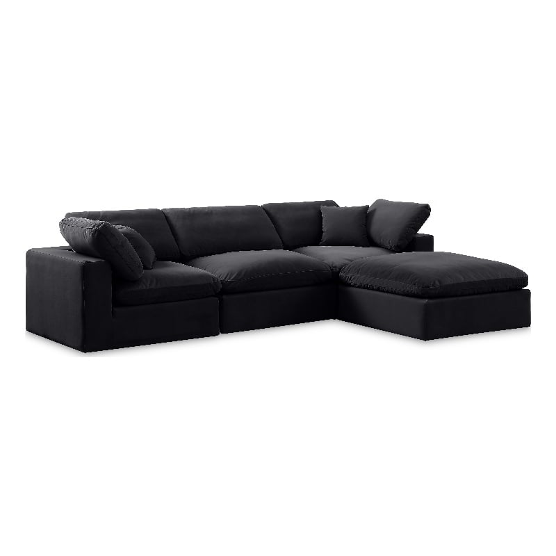 Meridian Furniture Comfy Black Velvet 4-Pc. Modular Sectional