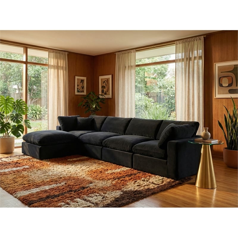 Meridian Furniture Comfy Black Velvet 5-Pc. Modular Sectional