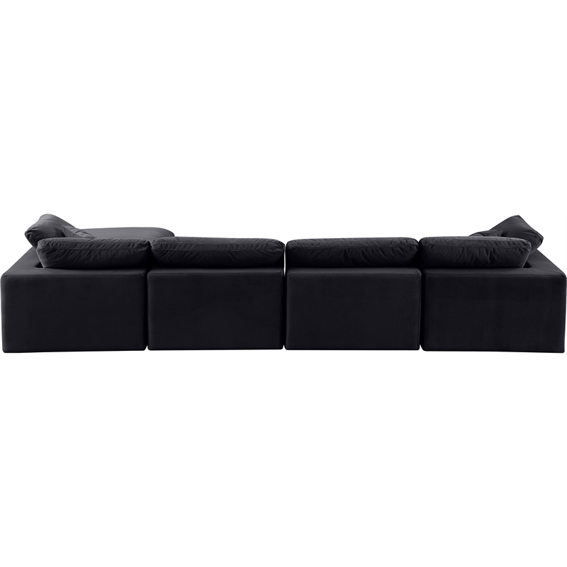 Meridian Furniture Comfy Black Velvet 5-Pc. Modular Sectional