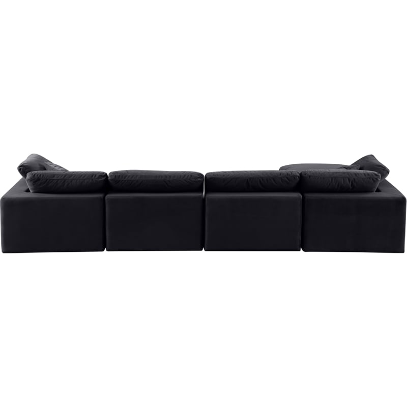 Meridian Furniture Comfy Black Velvet 5-Pc. Modular Sectional