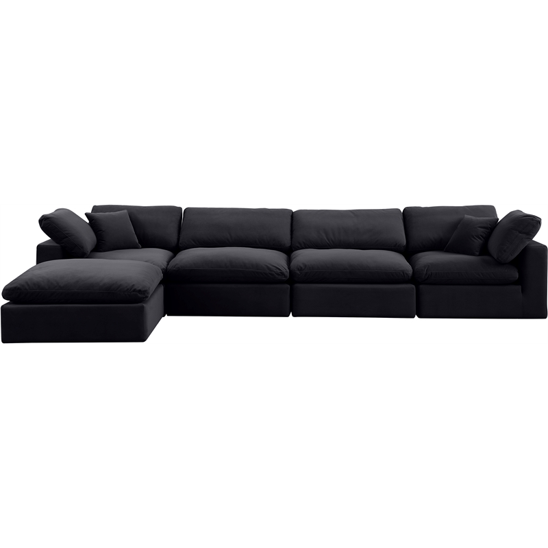 Meridian Furniture Comfy Black Velvet 5-Pc. Modular Sectional