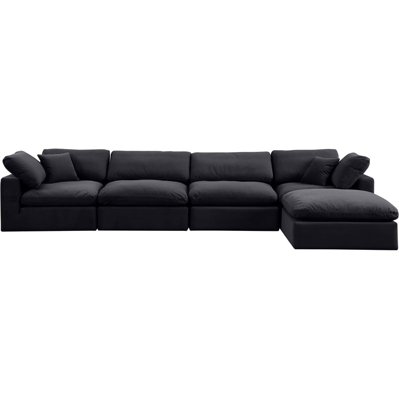 Meridian Furniture Comfy Black Velvet 5-Pc. Modular Sectional