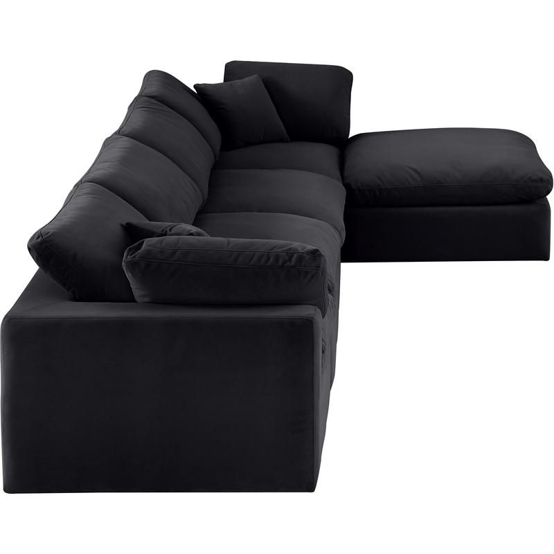 Meridian Furniture Comfy Black Velvet 5-Pc. Modular Sectional