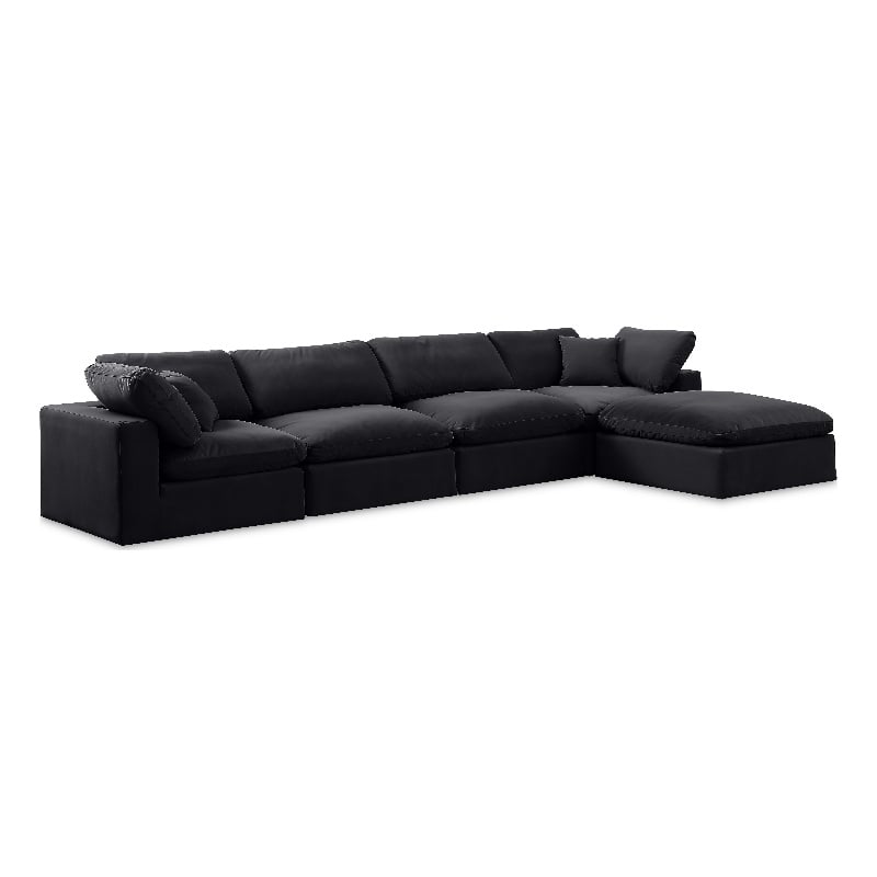 Meridian Furniture Comfy Black Velvet 5-Pc. Modular Sectional