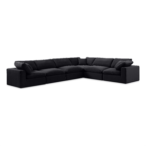 Meridian Furniture Comfy Black Velvet 6-Pc. Modular Sectional