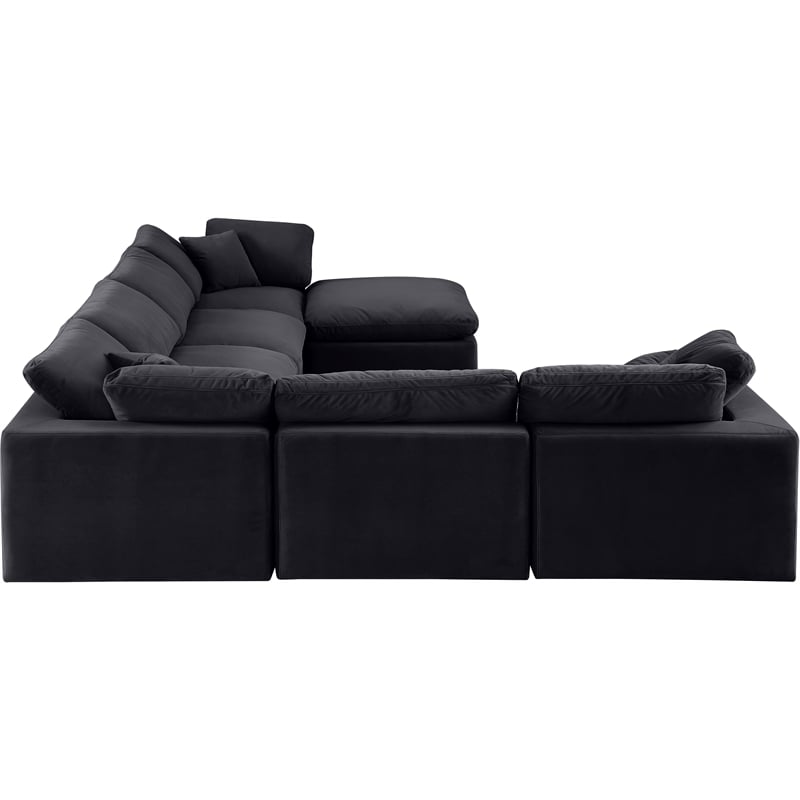 Meridian Furniture Comfy Black Velvet 7-Pc. Modular Sectional