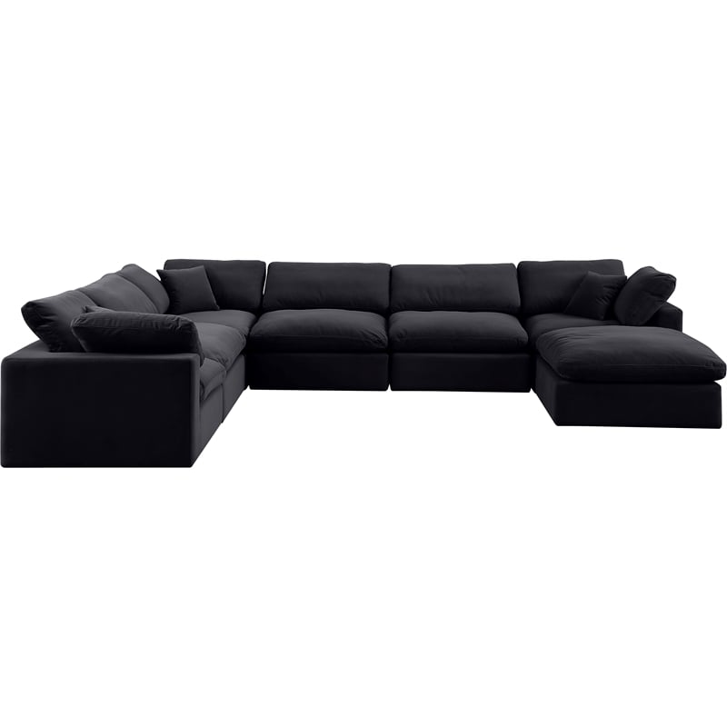 Meridian Furniture Comfy Black Velvet 7-Pc. Modular Sectional