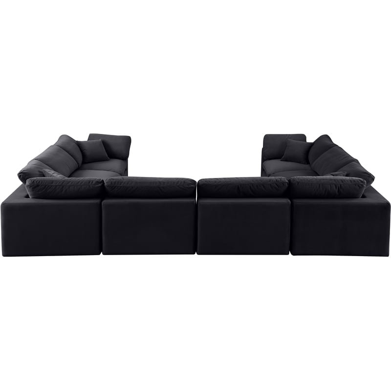 Meridian Furniture Comfy Black Velvet 8-Pc. Modular Sectional