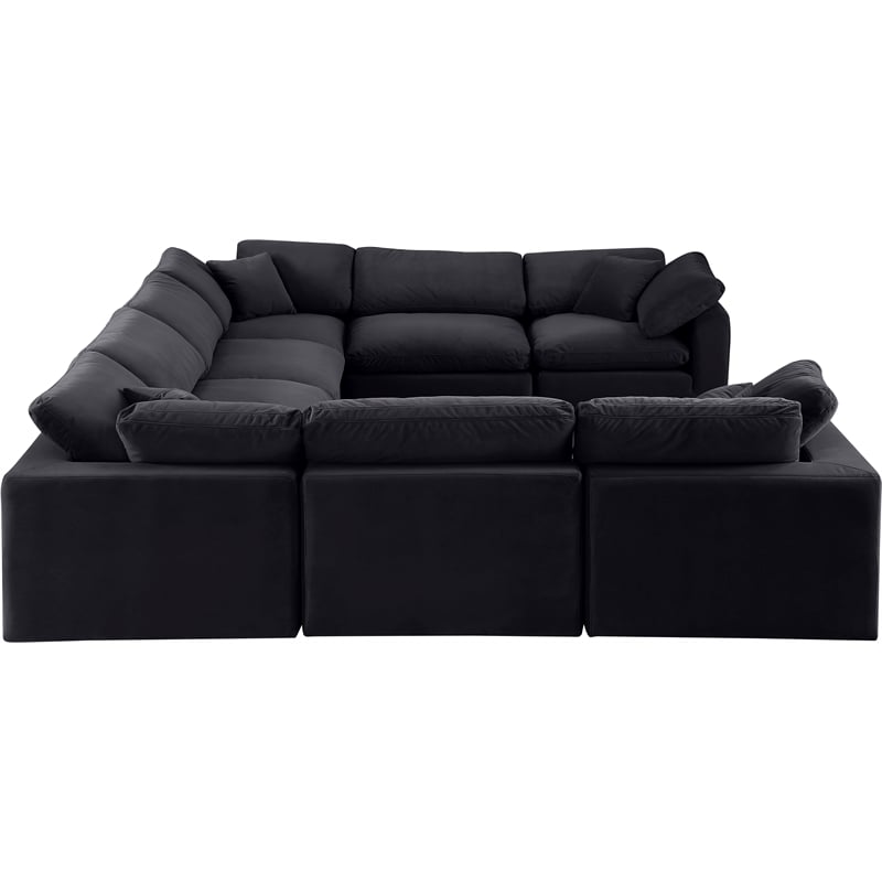 Meridian Furniture Comfy Black Velvet 8-Pc. Modular Sectional