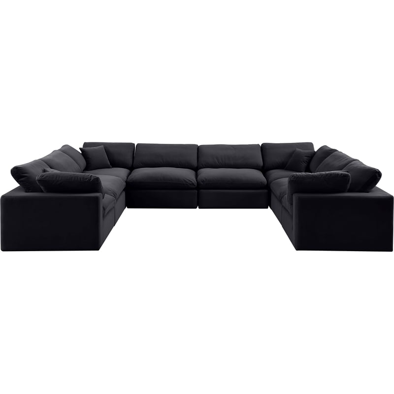 Meridian Furniture Comfy Black Velvet 8-Pc. Modular Sectional
