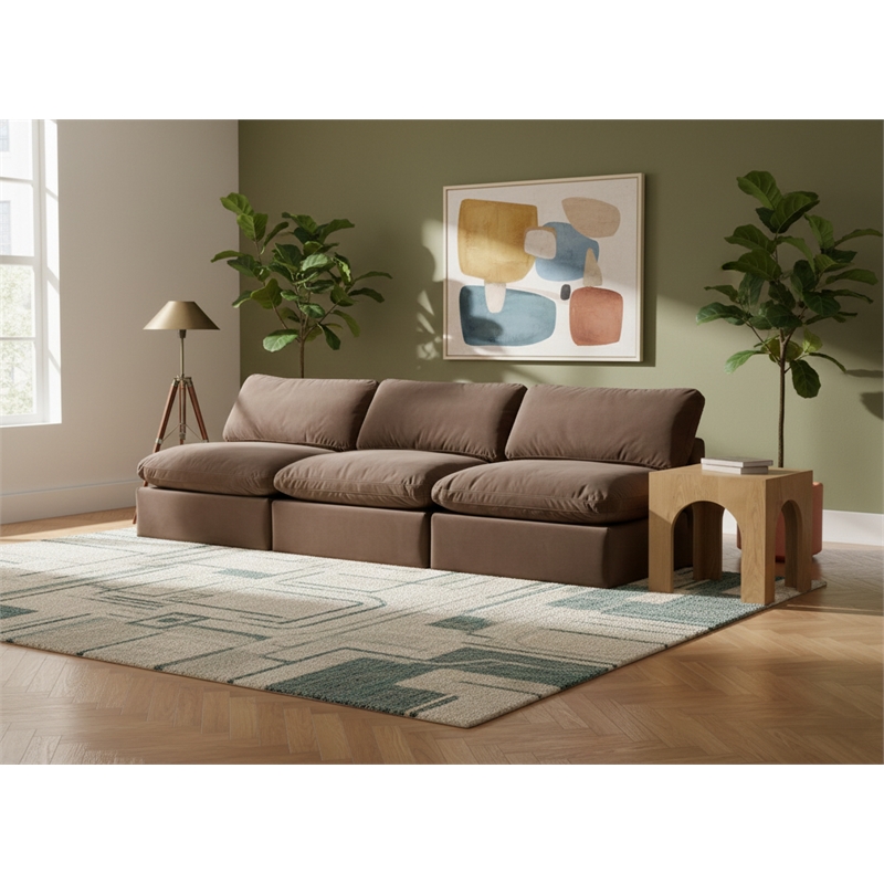 Meridian Furniture Comfy Brown Velvet 3-Pc. Modular Sofa