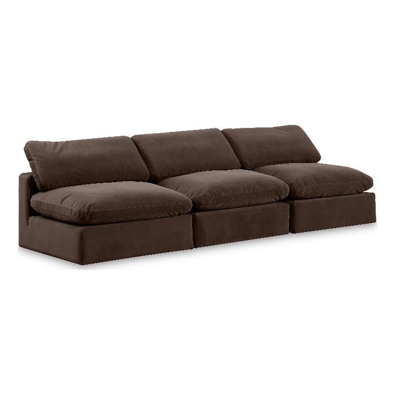 Meridian Furniture Comfy Brown Velvet 3-Pc. Modular Sofa