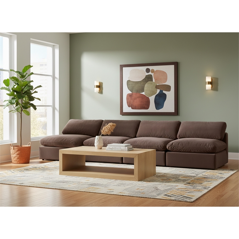 Meridian Furniture Comfy Brown Velvet 4-Pc. Modular Sofa