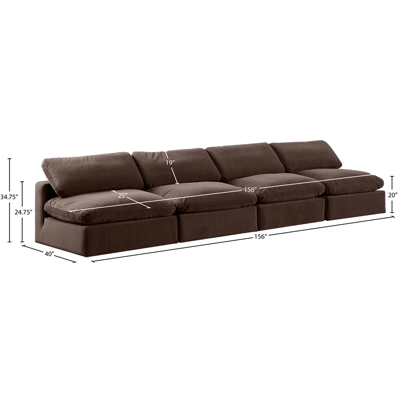 Meridian Furniture Comfy Brown Velvet 4-Pc. Modular Sofa