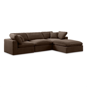 Meridian Furniture Comfy Brown Velvet 4-Pc. Modular Sectional