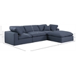 Meridian Furniture Comfy Navy Linen Textured Fabric 4-Pc. Modular Sectional