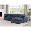 Meridian Furniture Comfy Navy Linen Textured Fabric 4-Pc. Modular Sectional