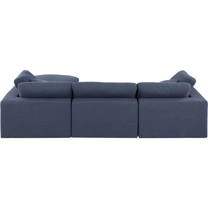 Meridian Furniture Comfy Navy Linen Textured Fabric 4-Pc. Modular Sectional