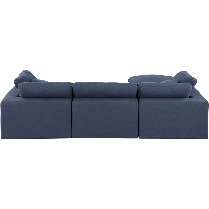 Meridian Furniture Comfy Navy Linen Textured Fabric 4-Pc. Modular Sectional