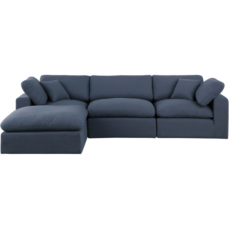 Meridian Furniture Comfy Navy Linen Textured Fabric 4-Pc. Modular Sectional