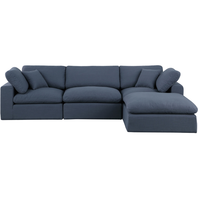 Meridian Furniture Comfy Navy Linen Textured Fabric 4-Pc. Modular Sectional