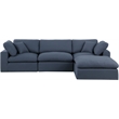 Meridian Furniture Comfy Navy Linen Textured Fabric 4-Pc. Modular Sectional