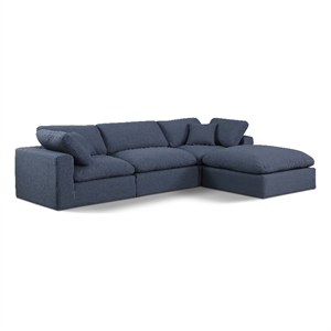 Meridian Furniture Comfy Navy Linen Textured Fabric 4-Pc. Modular Sectional