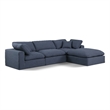 Meridian Furniture Comfy Navy Linen Textured Fabric 4-Pc. Modular Sectional