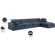 Meridian Furniture Comfy Navy Linen Textured Fabric 5-Pc. Modular Sectional