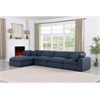 Meridian Furniture Comfy Navy Linen Textured Fabric 5-Pc. Modular Sectional