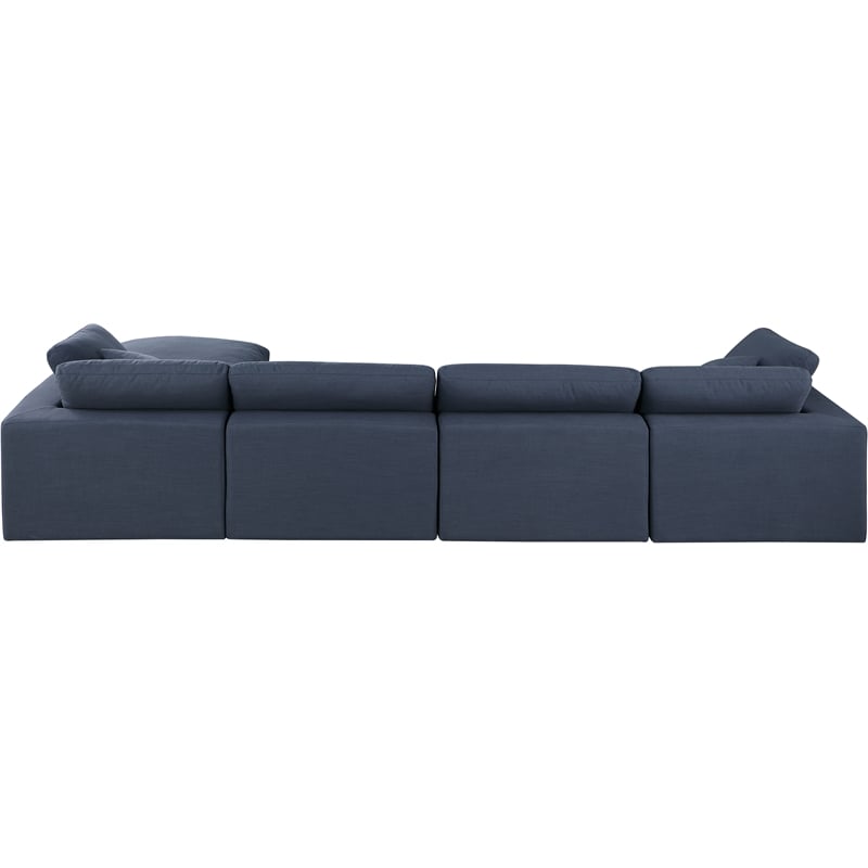 Meridian Furniture Comfy Navy Linen Textured Fabric 5-Pc. Modular Sectional