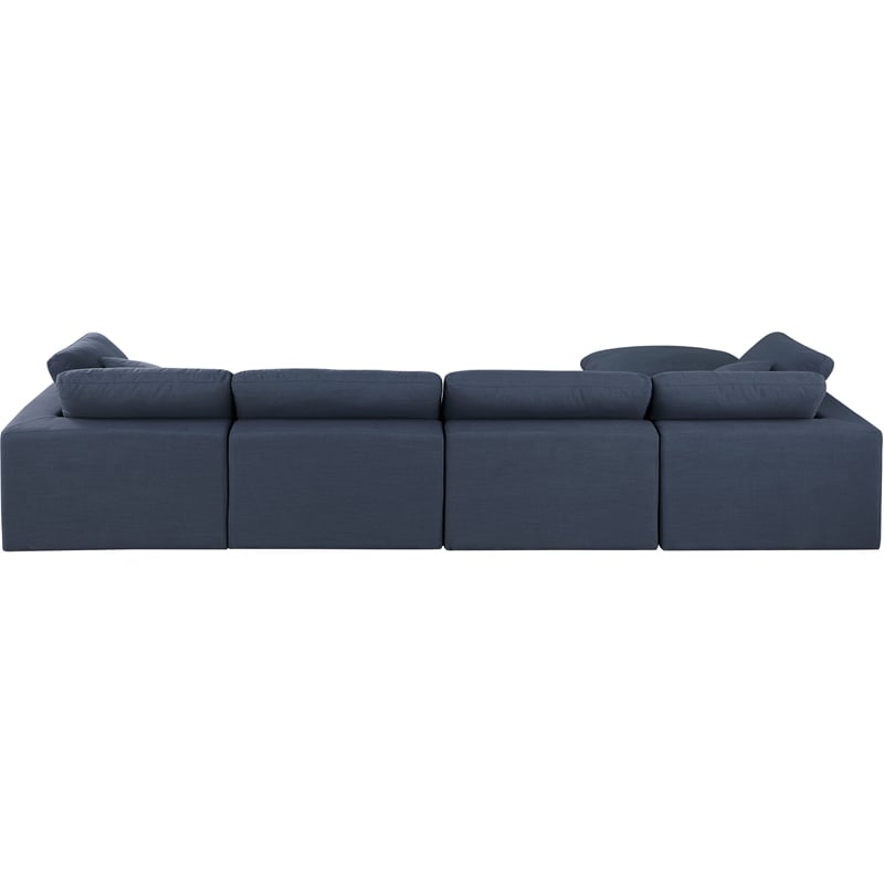 Meridian Furniture Comfy Navy Linen Textured Fabric 5-Pc. Modular Sectional