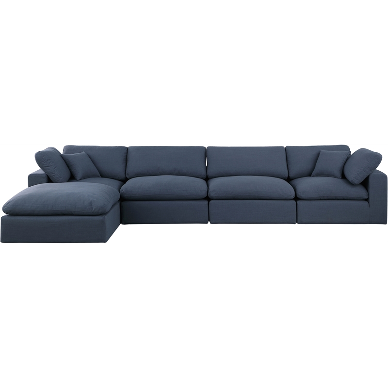 Meridian Furniture Comfy Navy Linen Textured Fabric 5-Pc. Modular Sectional