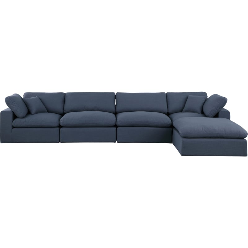Meridian Furniture Comfy Navy Linen Textured Fabric 5-Pc. Modular Sectional