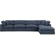 Meridian Furniture Comfy Navy Linen Textured Fabric 5-Pc. Modular Sectional