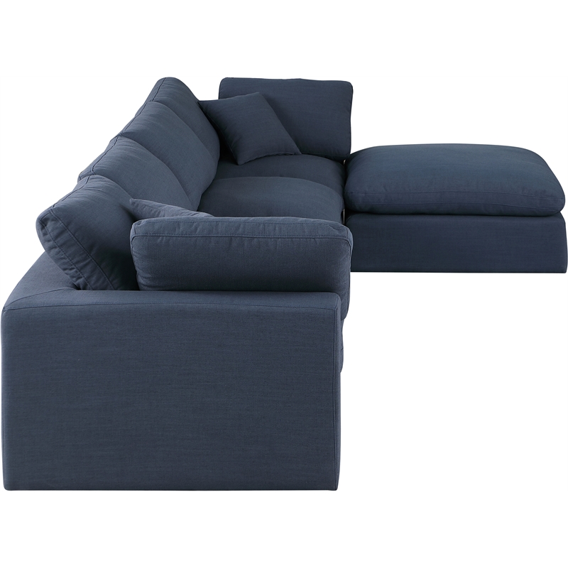 Meridian Furniture Comfy Navy Linen Textured Fabric 5-Pc. Modular Sectional