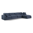 Meridian Furniture Comfy Navy Linen Textured Fabric 5-Pc. Modular Sectional