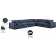 Meridian Furniture Comfy Navy Linen Textured Fabric 6-Pc. Modular Sectional