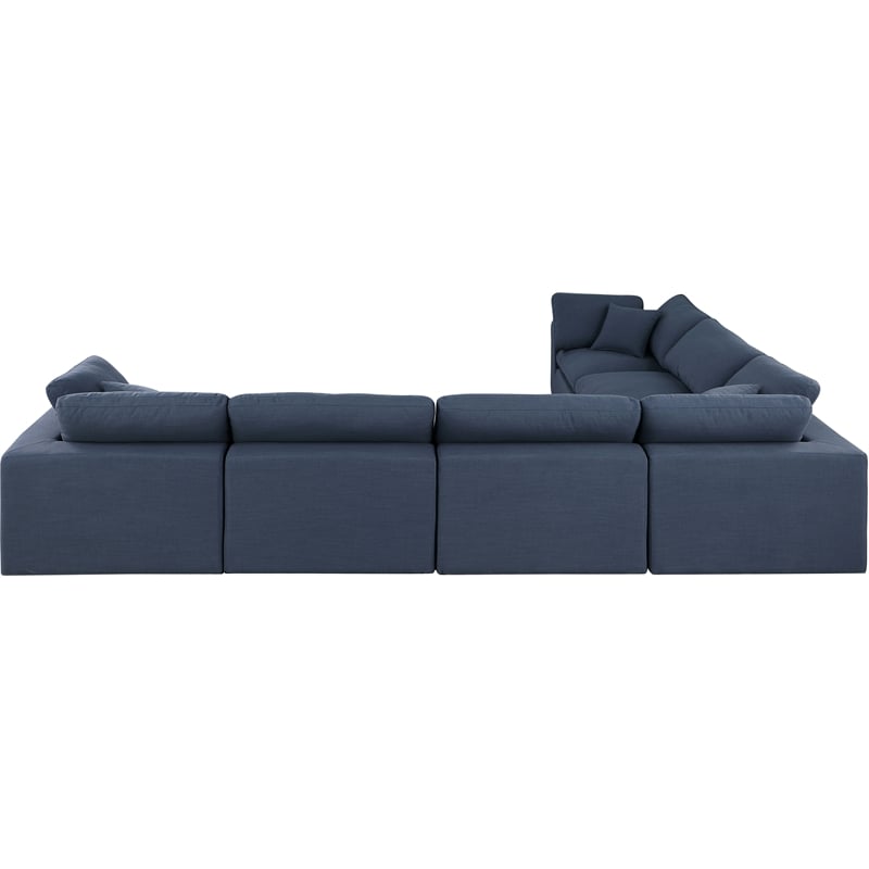 Meridian Furniture Comfy Navy Linen Textured Fabric 6-Pc. Modular Sectional