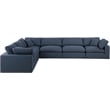 Meridian Furniture Comfy Navy Linen Textured Fabric 6-Pc. Modular Sectional