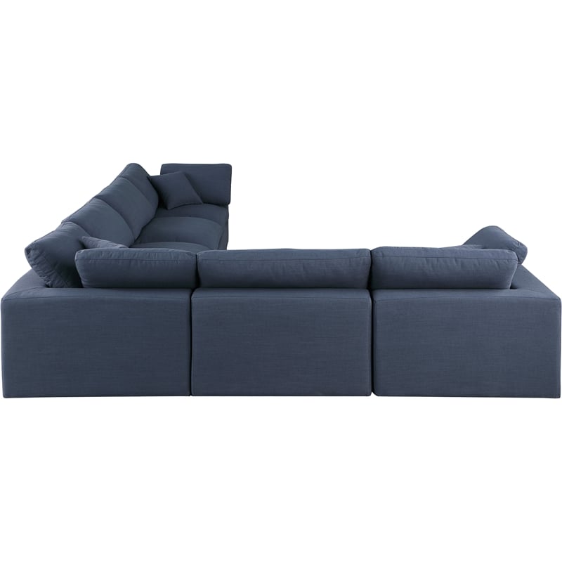 Meridian Furniture Comfy Navy Linen Textured Fabric 6-Pc. Modular Sectional