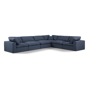 Meridian Furniture Comfy Navy Linen Textured Fabric 6-Pc. Modular Sectional