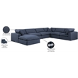 Meridian Furniture Comfy Navy Linen Textured Fabric 7-Pc. Modular Sectional