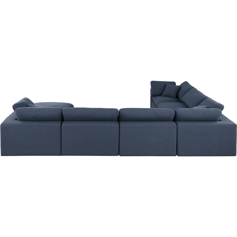 Meridian Furniture Comfy Navy Linen Textured Fabric 7-Pc. Modular Sectional