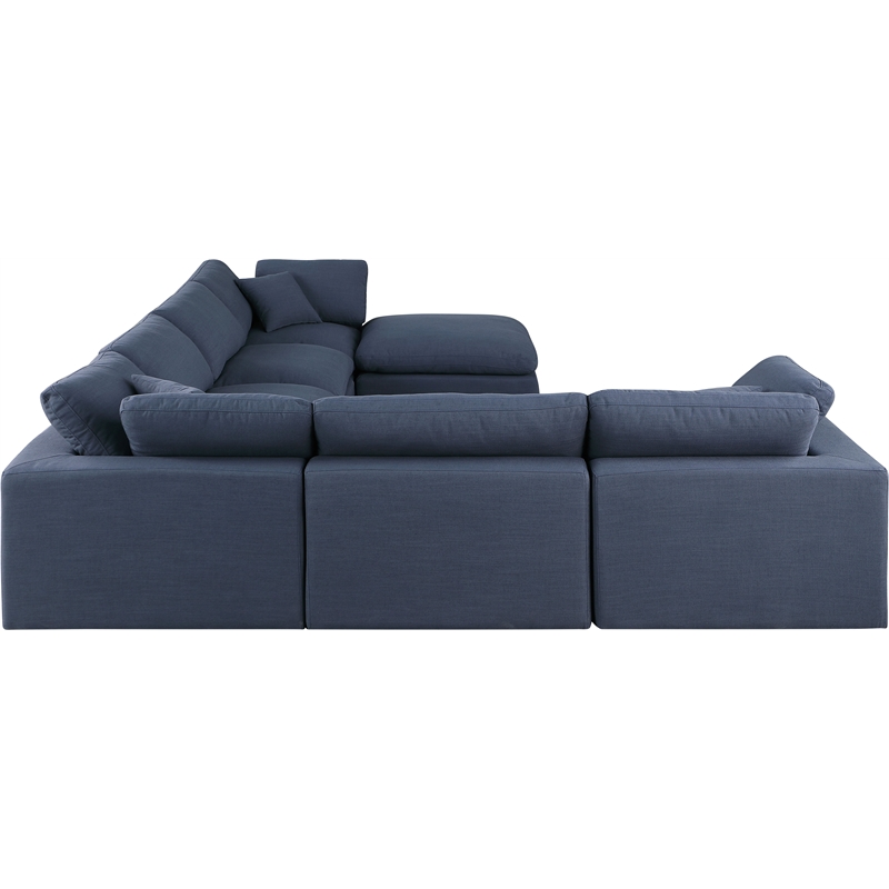 Meridian Furniture Comfy Navy Linen Textured Fabric 7-Pc. Modular Sectional