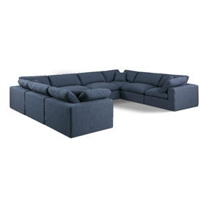 Meridian Furniture Comfy Navy Linen Textured Fabric 8-Pc. Modular Sectional