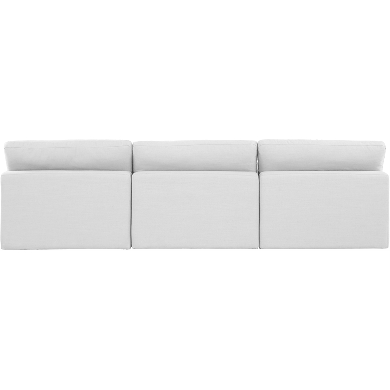 Meridian Furniture Comfy White Linen Textured Fabric 3-Pc. Modular Sofa